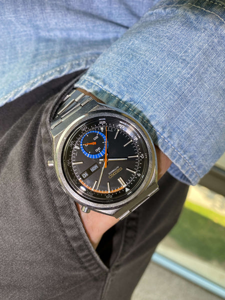 watchsteez.com – seiko 6139-7069 automatic chronograph watch (black dial/bracelet)